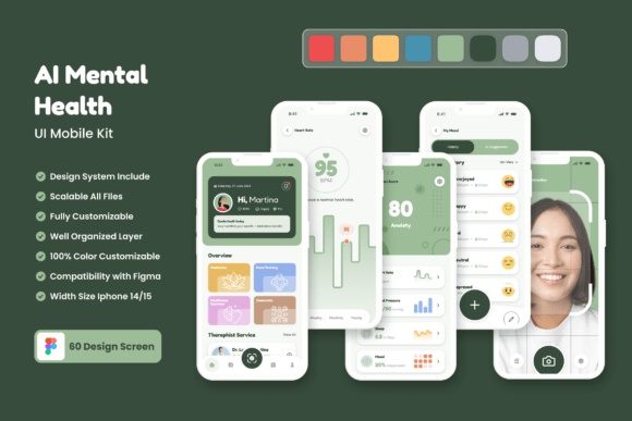 AI Mental Health Application Mobile UI K: 50 Templates for Designers
