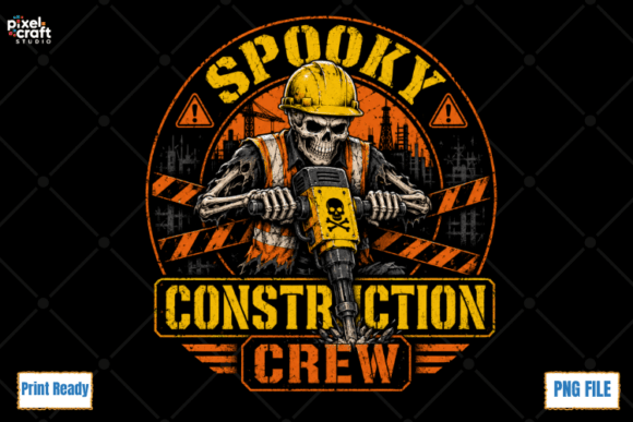 Spooky Halloween Construction Crew PNG: A Seasonal Design Essential